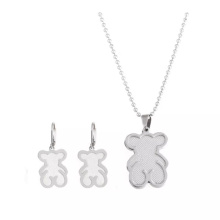 Stainless Steel Necklace Earring Sets Teddy Bear  Pendant Necklace Sets for Women Designer Inspired Jewelry Sets Animal Pendant